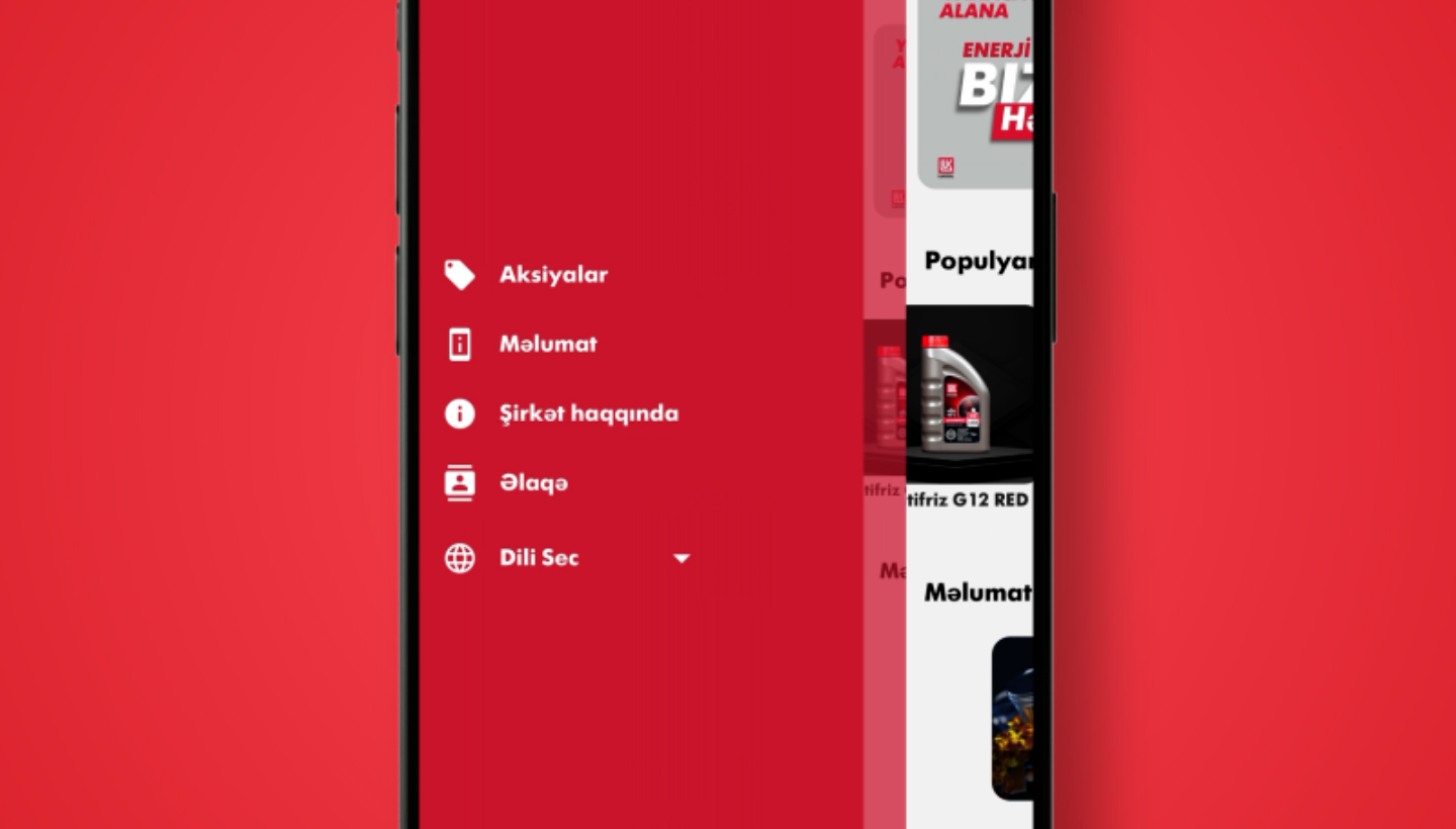 Lukoil tətbiqi — naviqasiya menyusu